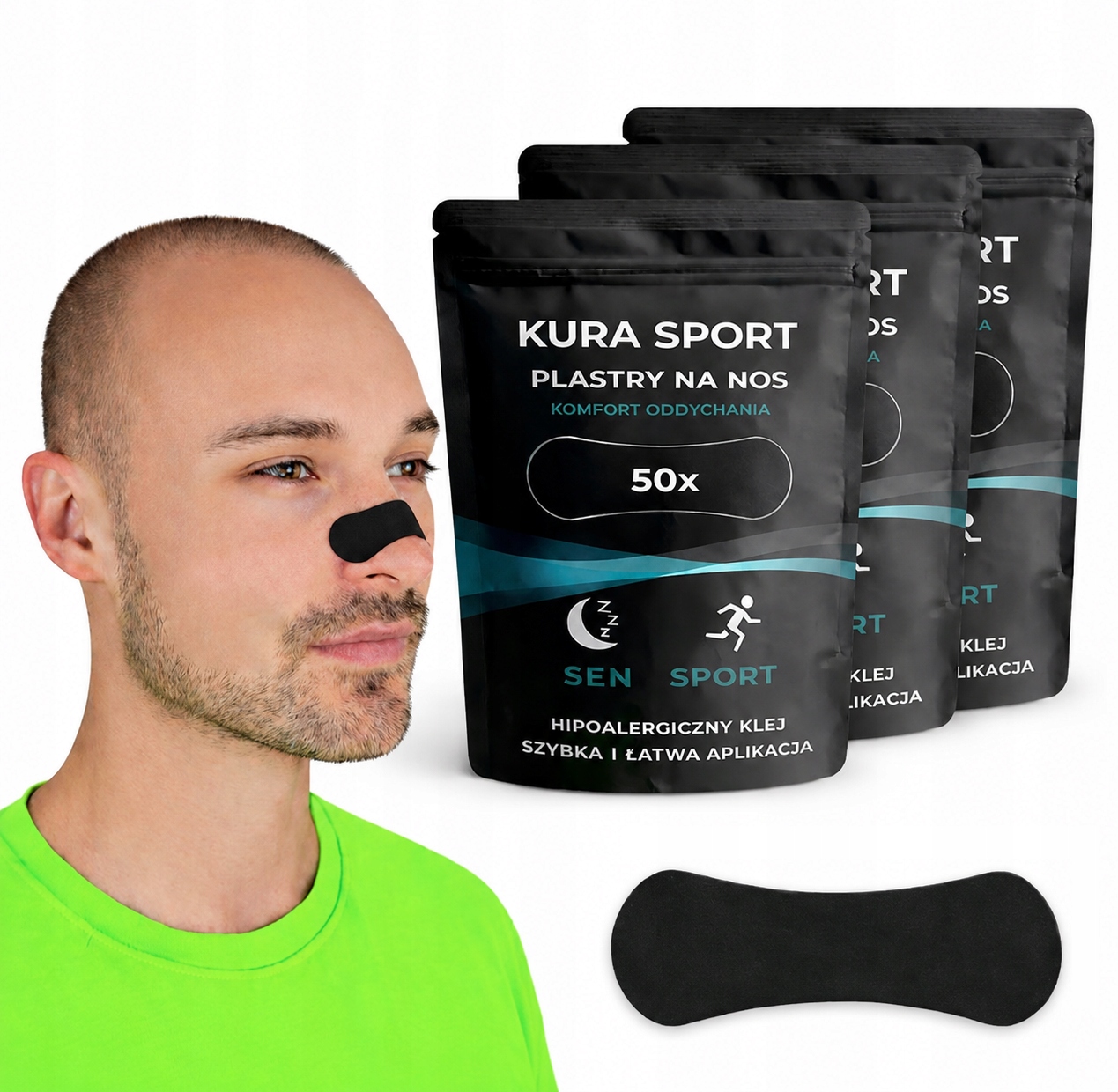 150x Plastry Na Nos Oddychanie Chrapanie Sen Bieganie Trening Premium