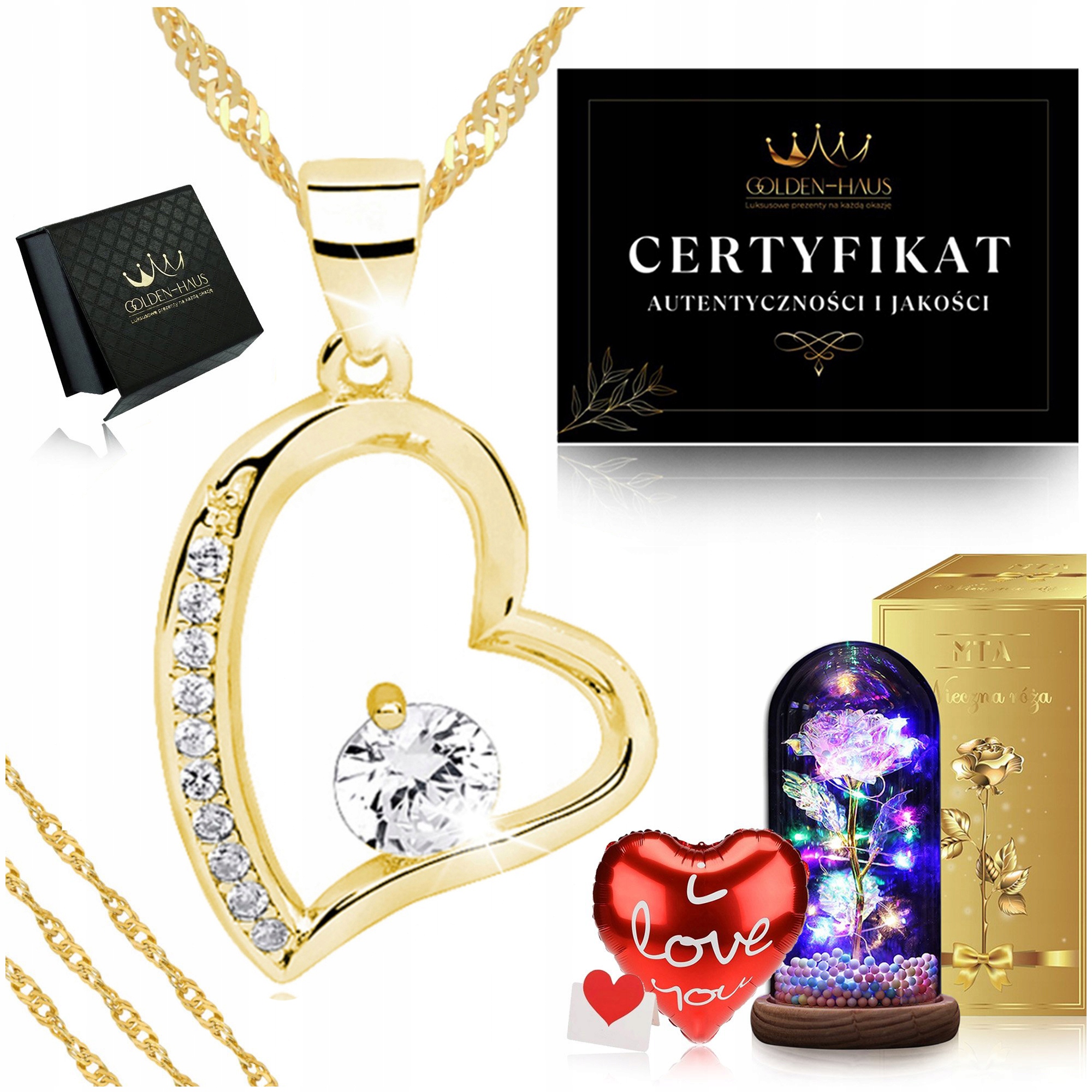 Zlatý Řetízek Se Srdíčkem Pozlacený 925/585 Věčná Růže Golden Haus