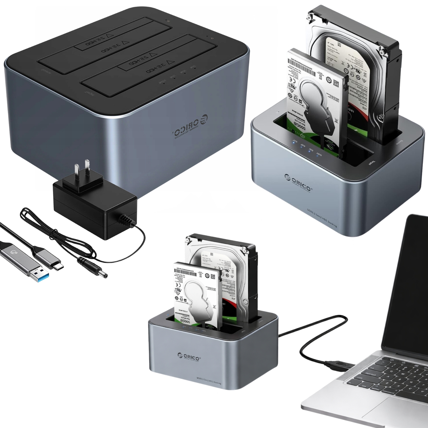 Stacja Dokująca Dysków Kieszeń Na 2 Dyski 2,5/3,5 Sata Hdd/ssd 44TB Orico