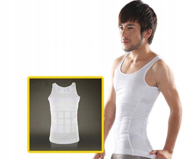 KOSZULKA MĘSKA WYSZCZUPLAJĄCA PODKOSZULKA SLIM FIT PODKOSZULEK MĘSKI L Kolor biały