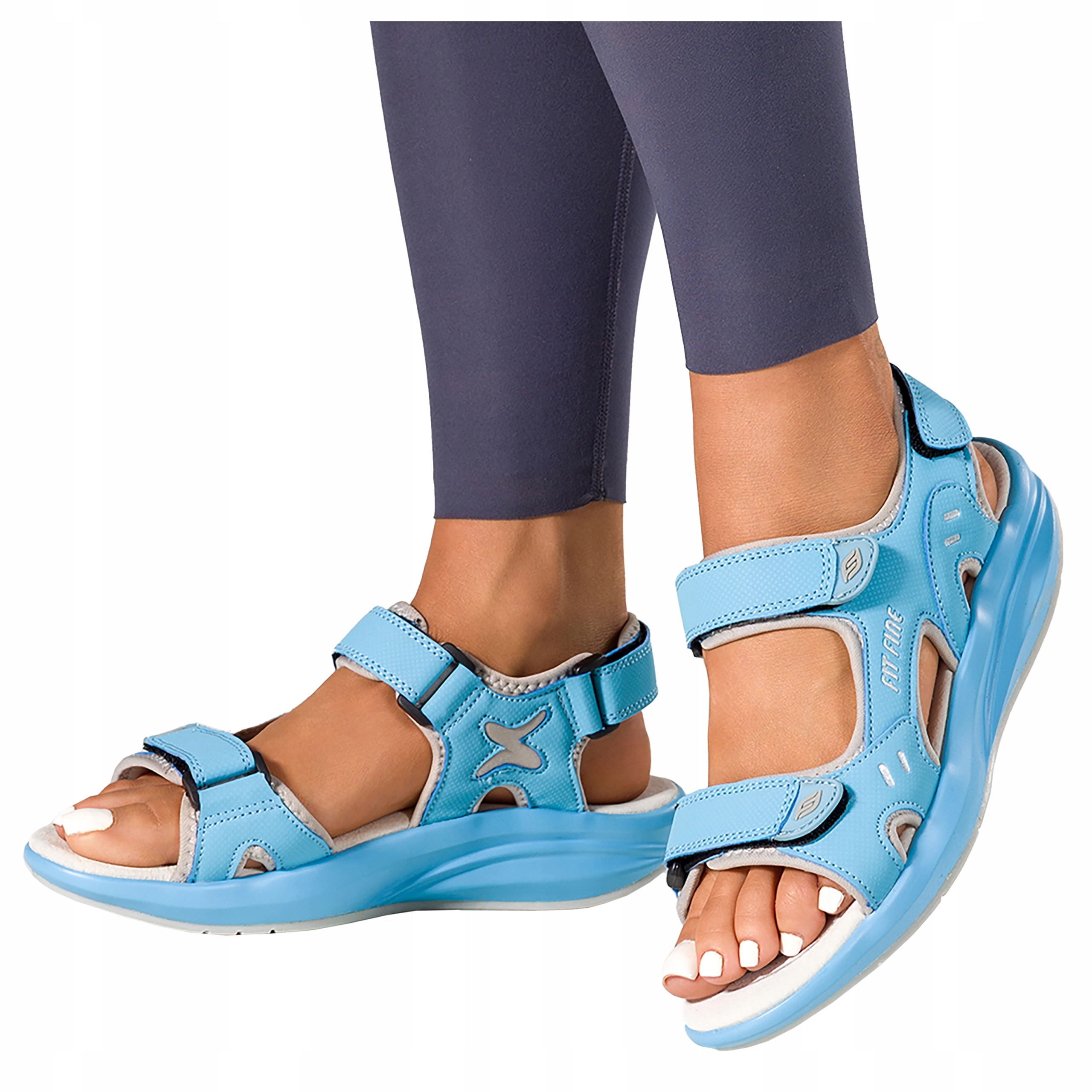 Dámské sportovní Sandály Modré Platforma Na Suchý Zip Kožená Stélka vel. 40