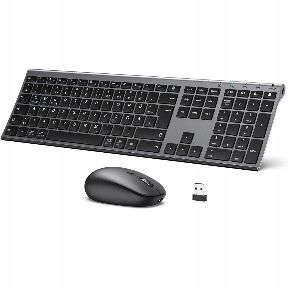 IClever Bluetooth klávesnice a myš, Qwertz, duální režim, černá barva