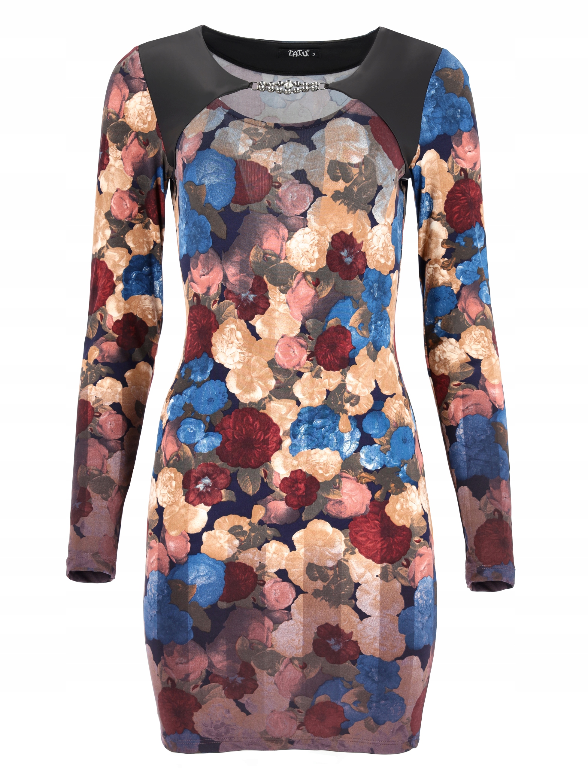 Šaty Mini Květiny Přiléhavé, Přiléhavé, Modré
