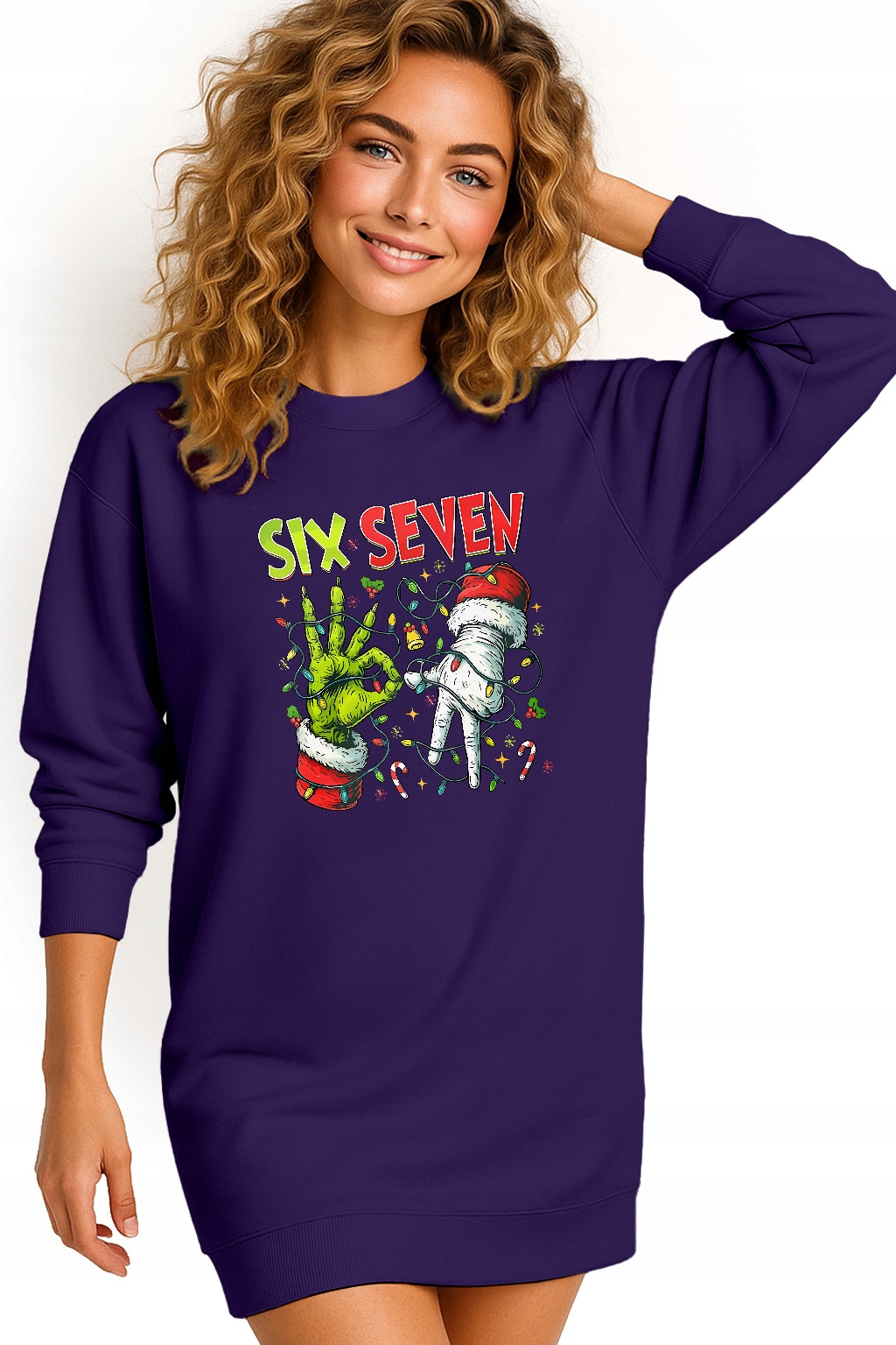 Mikina Vánoční Oversize Šaty Six Seven 67 Grinch Dárek M