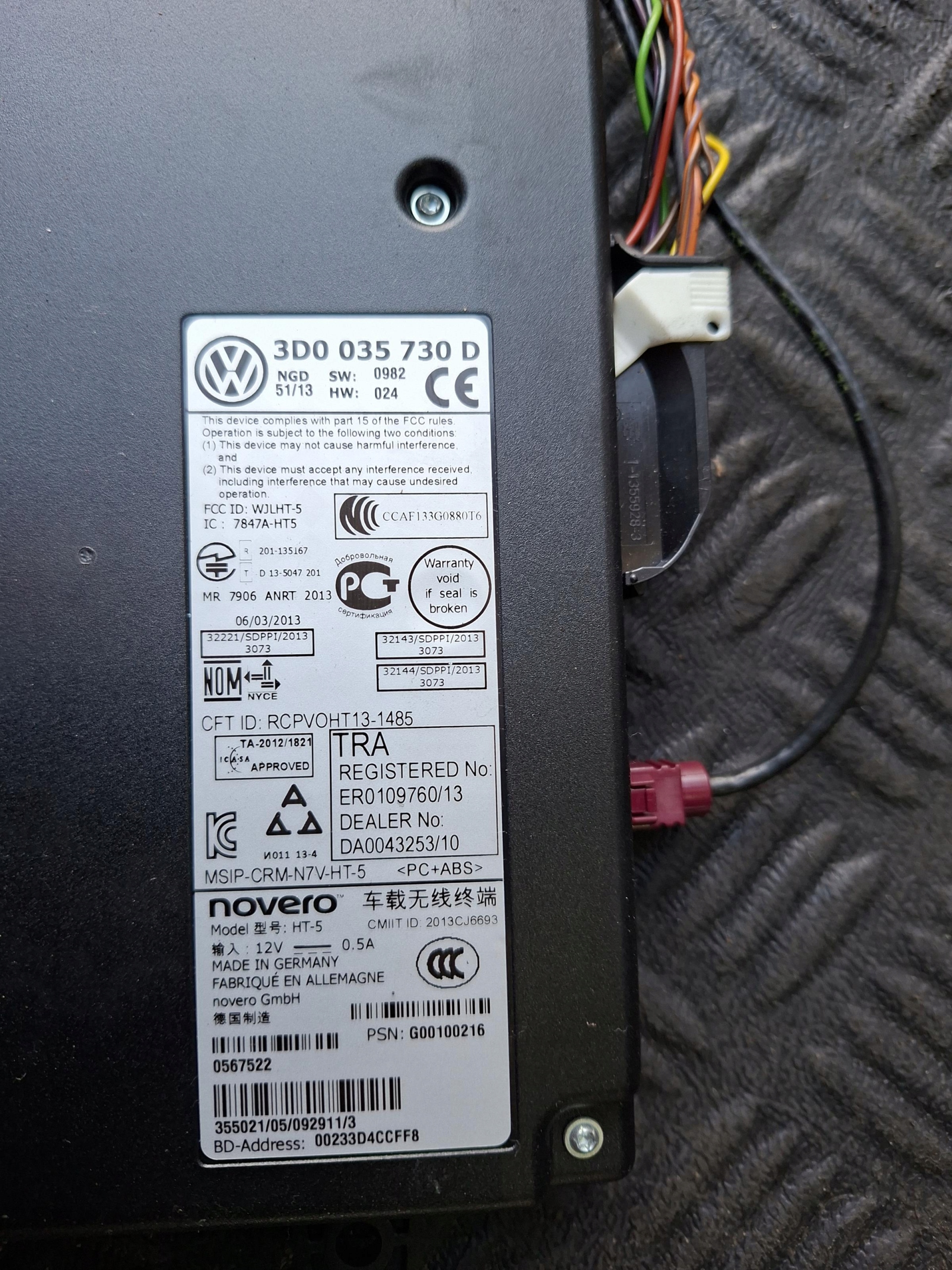 module control unit BLUETOOTH 3D0035730D VW PHAETON LIFT 3.0 TDI