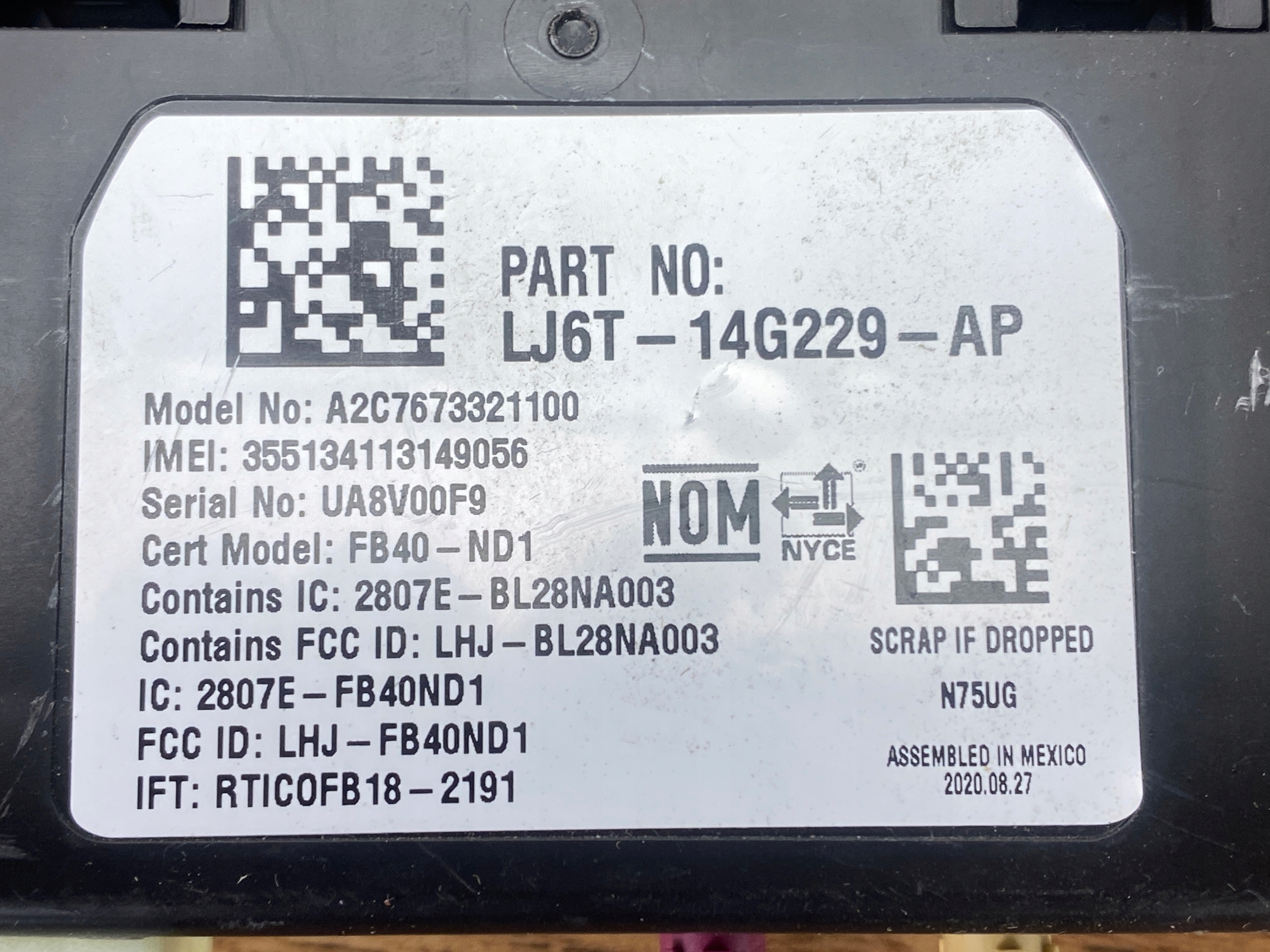 module control unit Ford Escape Kuga MK3 2020+ USA