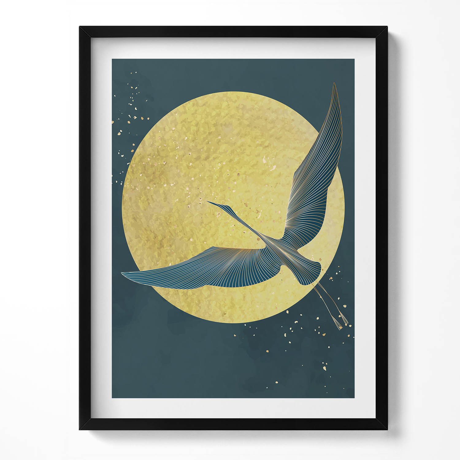 Elegantní obraz v černém rámu Abstrakce jeřáb na slunci 60x80 cm