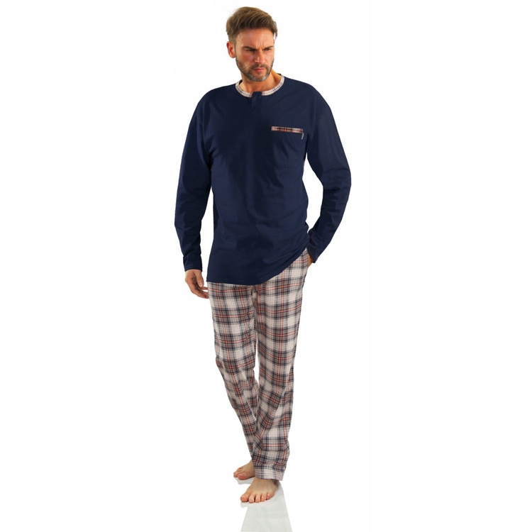 2576/26 Pánské pyžamo Jasiek s dlouhým rukávem a kalhoty Sesto Senso