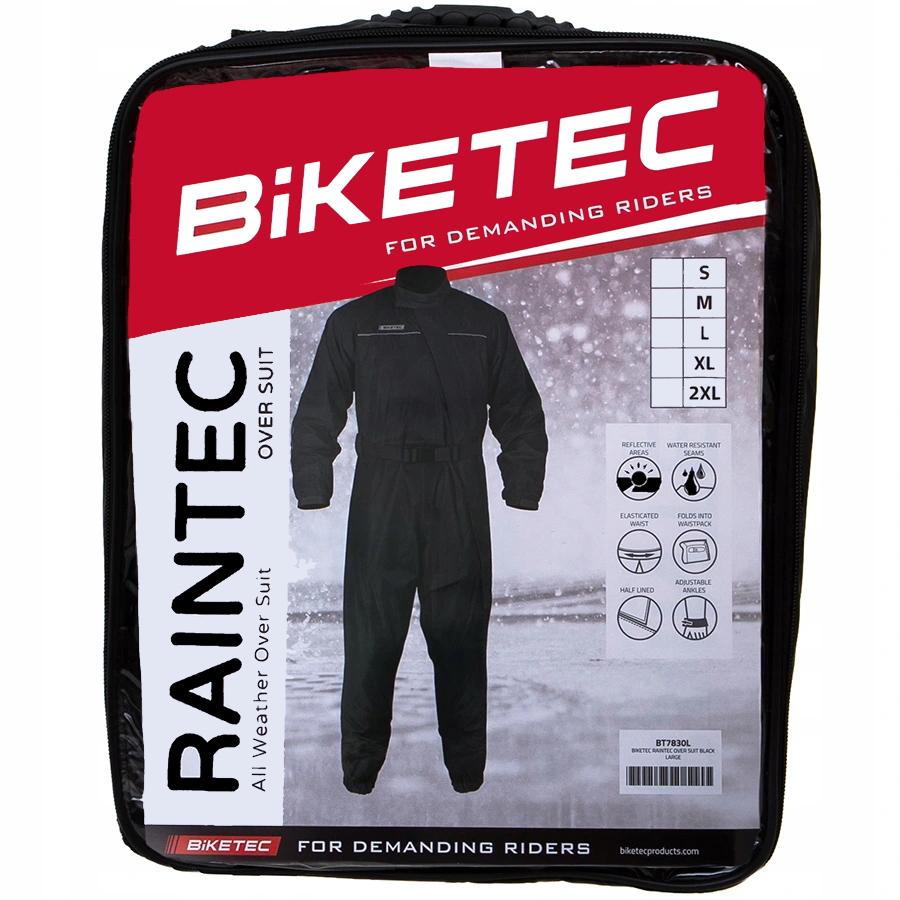 Kombinezon przeciwdeszczowy na motor czarny 2XL Materiał tekstylia