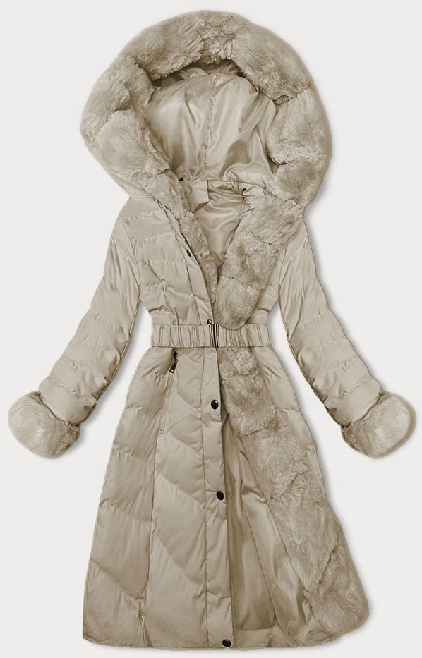 Zimní Bunda S Kožešinou 5M3156 Béžová S (36)