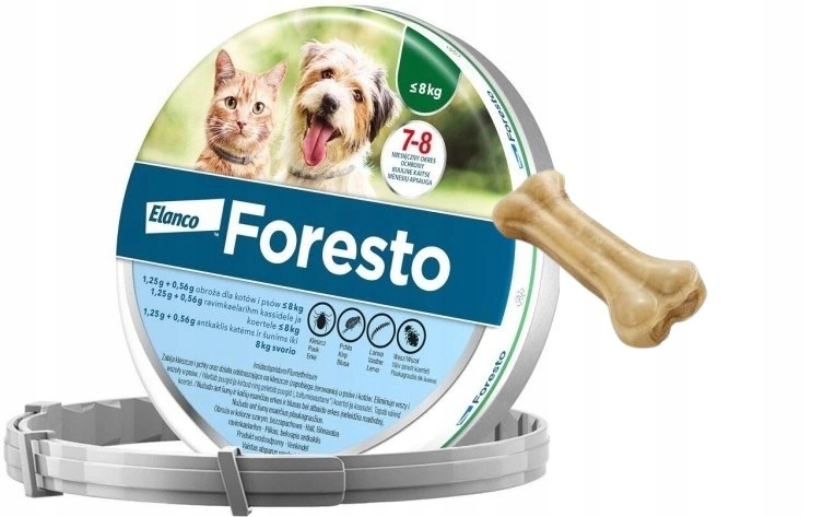 Foresto małe mała Obroża na pchły i kleszcze 38cm do 8 kg gryzak