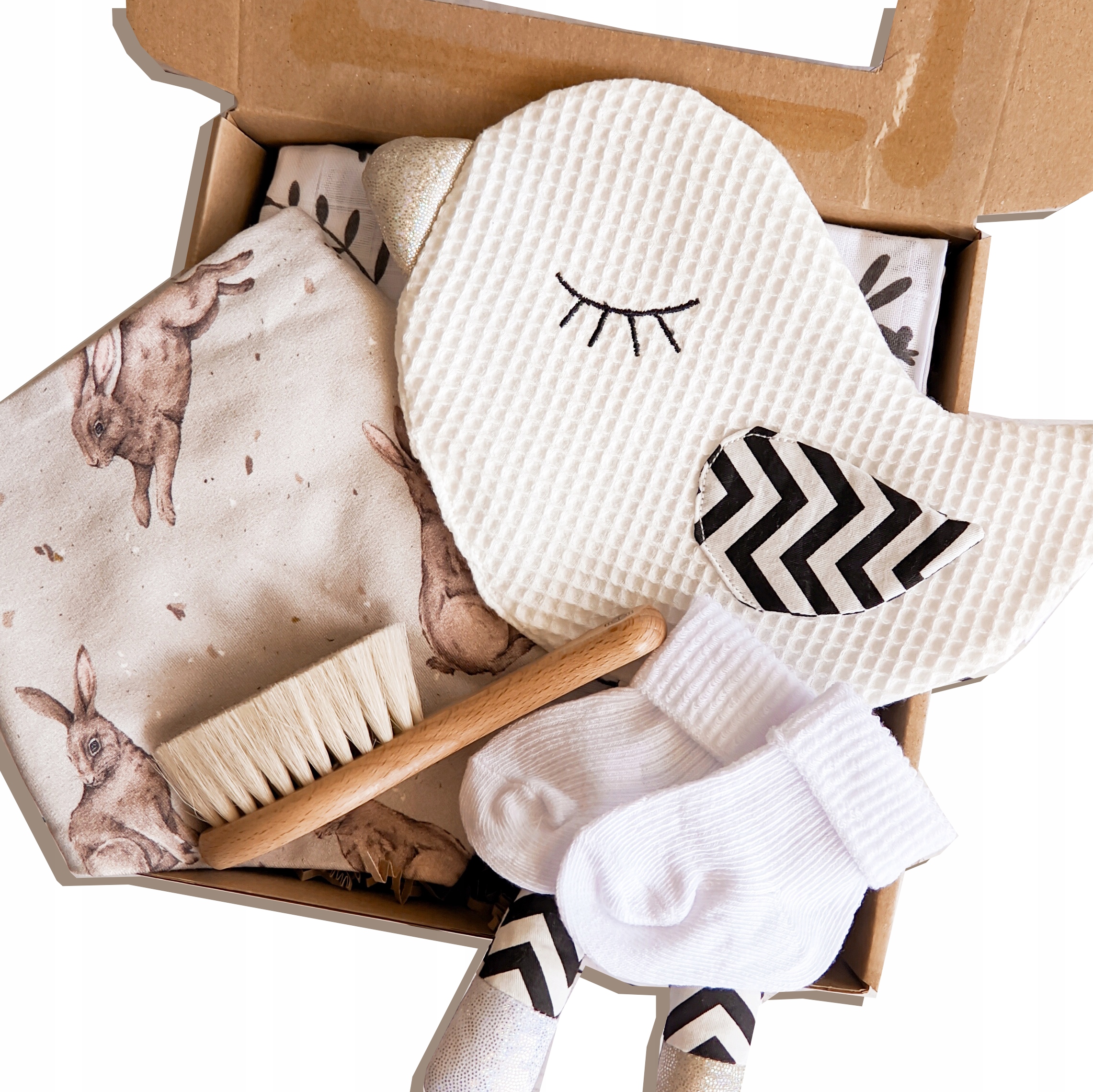 dárek baby shower gift box výbavička pro miminko boho rustikální králík