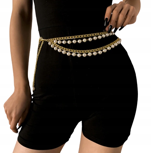 BIŻUTERIA NA CIAŁO PASEK ŁAŃCUSZEK KORALE