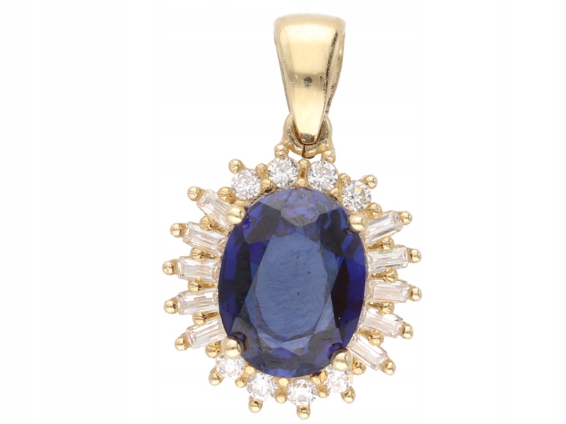 Zlatý přívěsek 585 markýza modrá, módní vzor na řetízek jako dárek