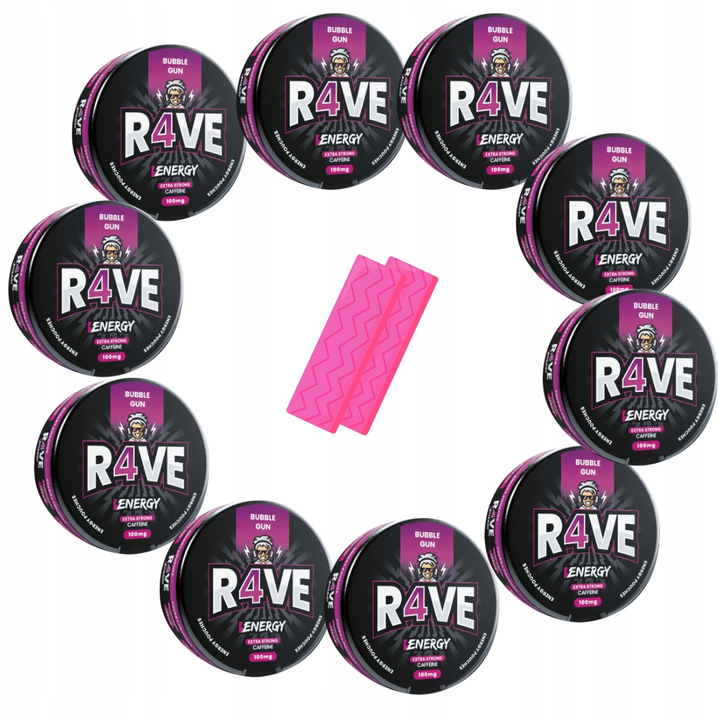 Woreczki z kofeiną Bez Cukru R4VE Energy 100mg Kofeiny Bubble Gun
