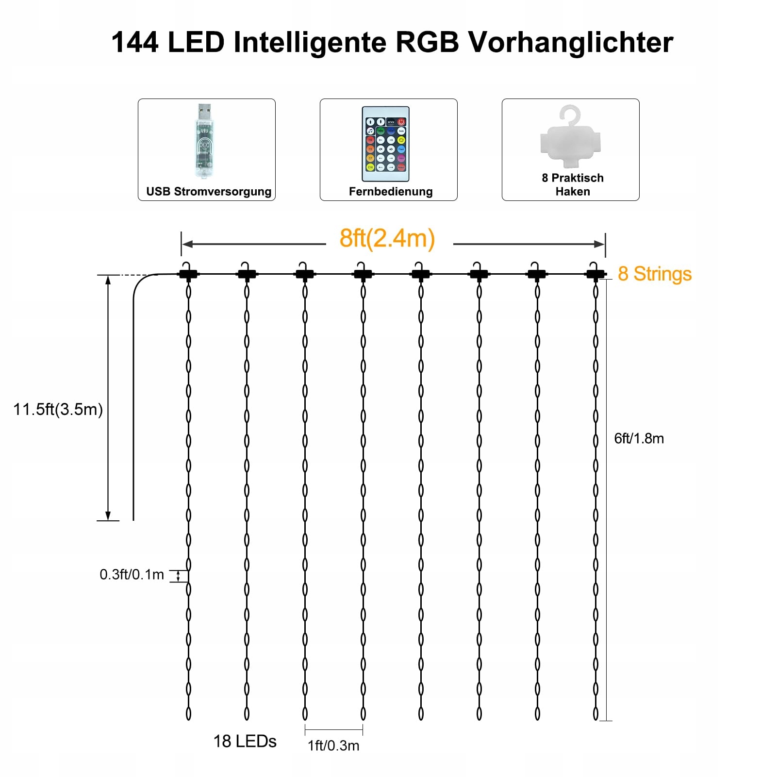 ZAIYW KURTYNA ZASŁONA GIRLANDA ŚWIELTNA DEKORACYJNA LAMPKI 144 LED 24Mx18M — miniatura 7