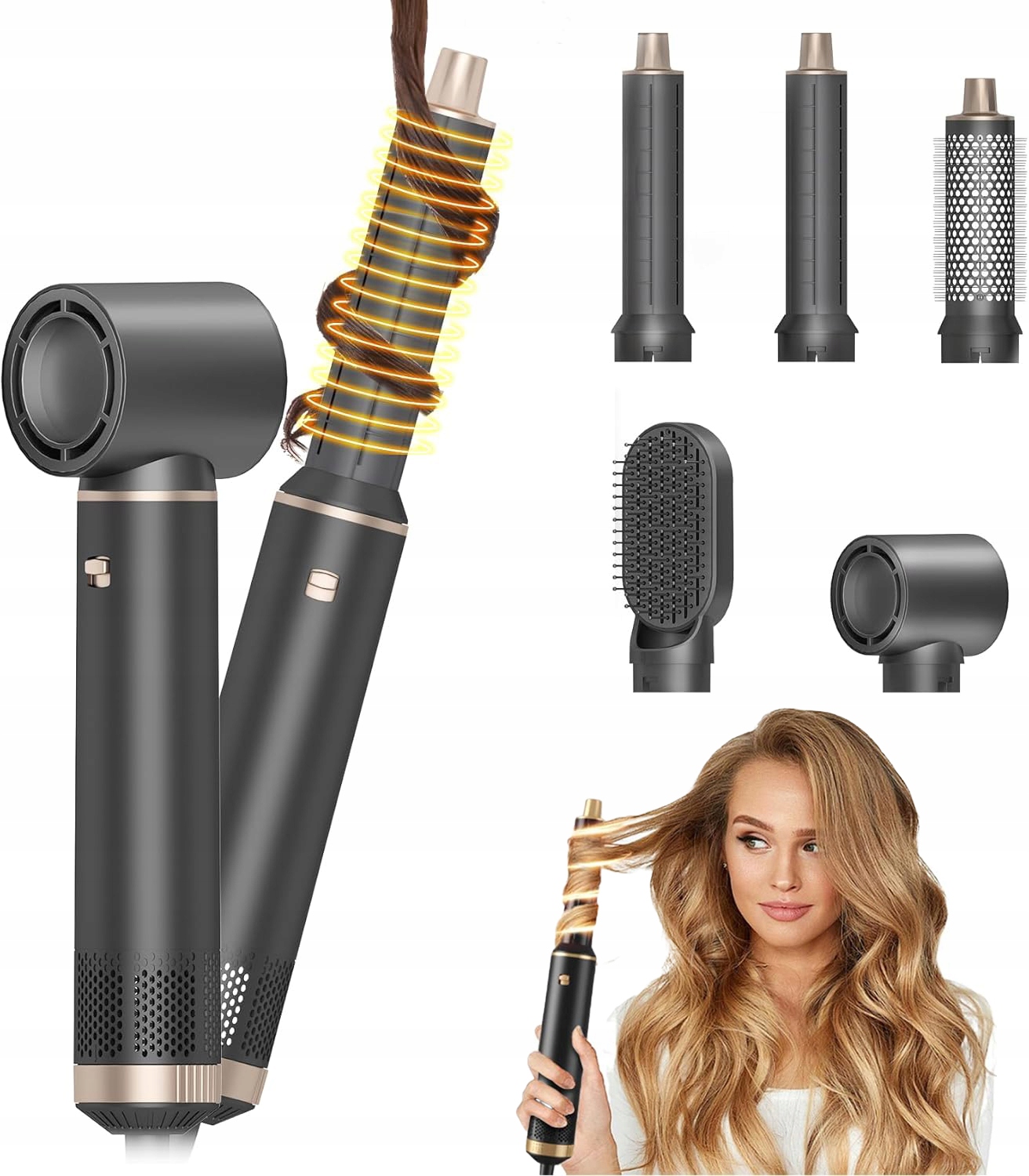 Vysoušeč vlasů sada Automatická rotační kulma na narovnávání vlasů 5 v 1