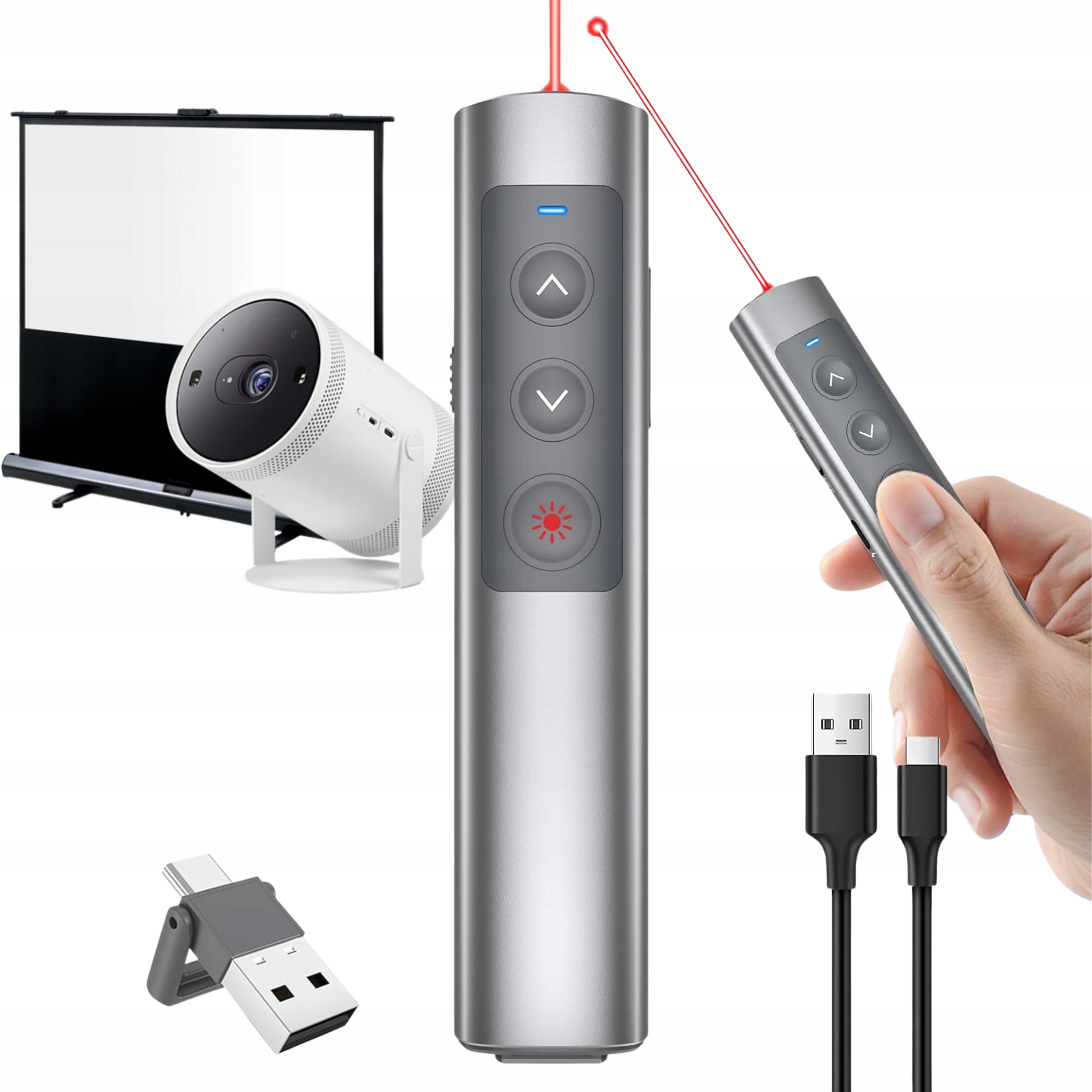 Laserový Prezentér, Bezdrátové Dálkové Ovládání Usb-c/a