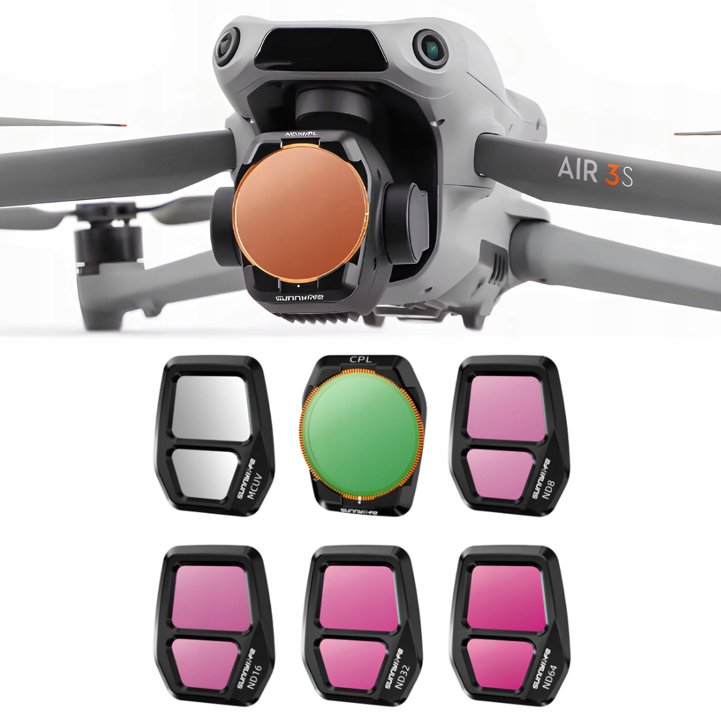 Sada 6 filtrů pro dron Dji Air 3S Cpl Mcuv ND8 ND32 ND64