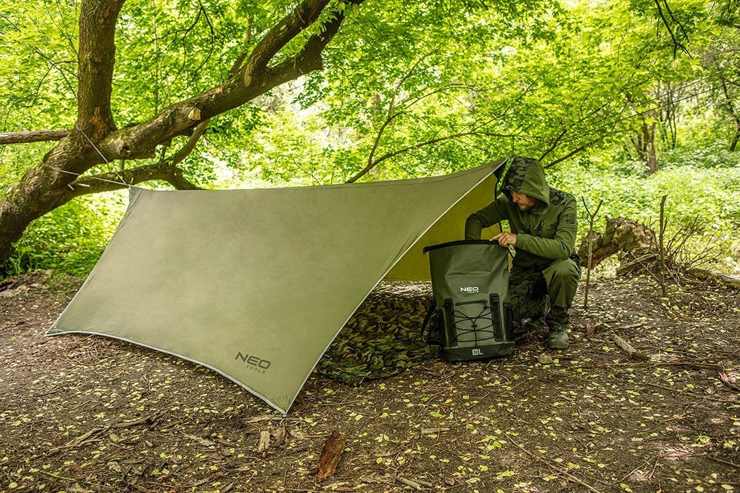 Tarp TURYSTYCZNY PŁACHTA BIWAKOWA WODOODPORNA 360x290 cm Długość 3.6 m