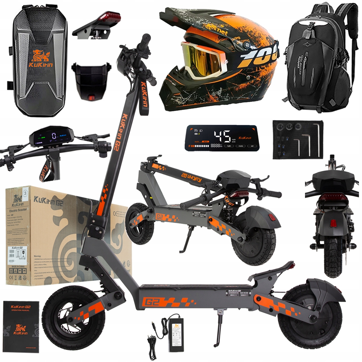 Kukirin G2 2026 Nové skládací elektrické vozidlo 1200W 45KM/H 15Ah 48V 10"