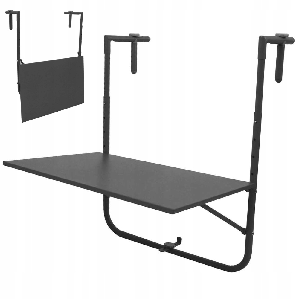 

Stół Stolik Balkonowy Wiszący Składany Czarny