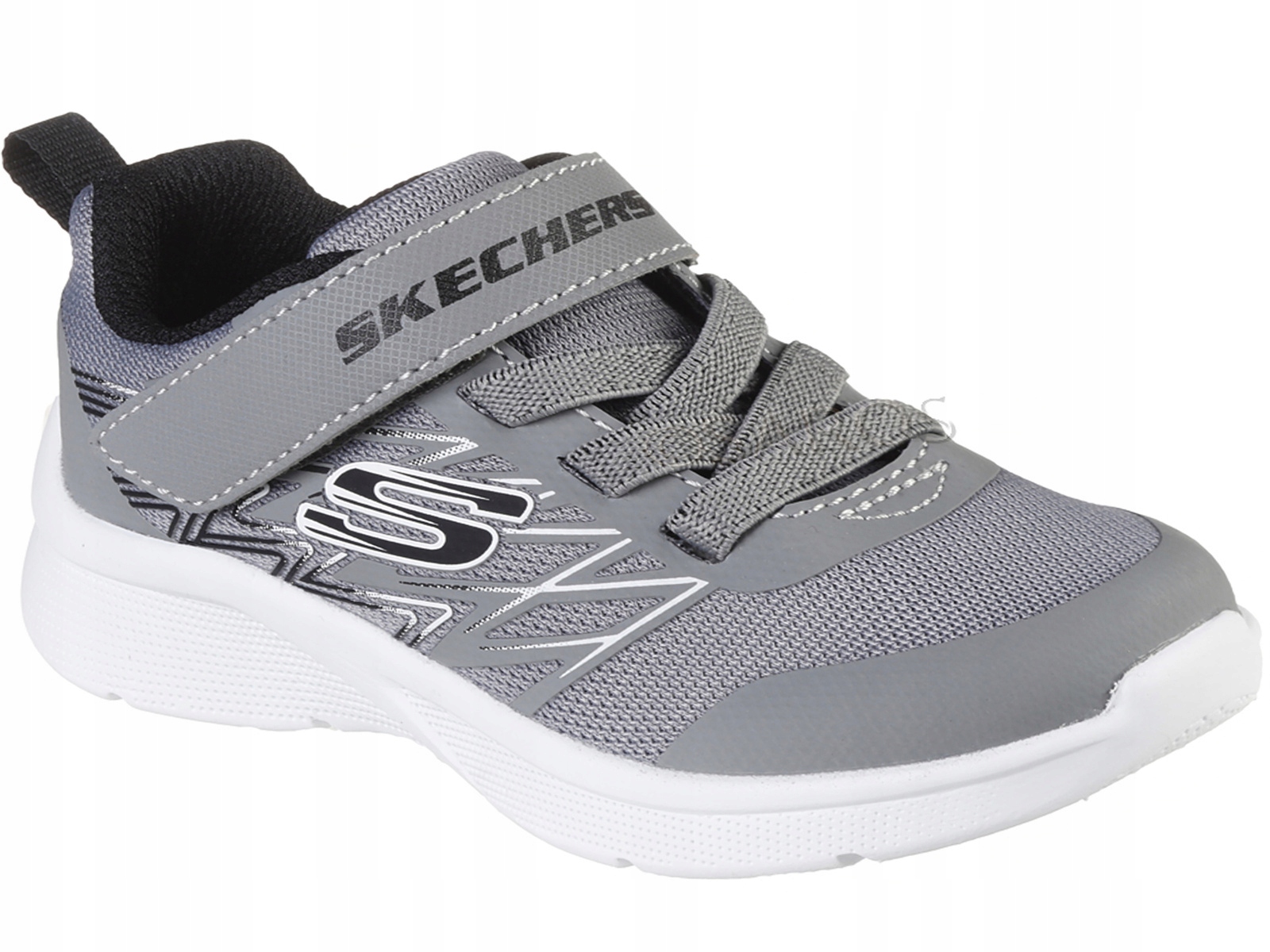 Skechers Microspec 403770L Gybk Buty Dziecięce Szare Na Rzep Gumki Na W-f