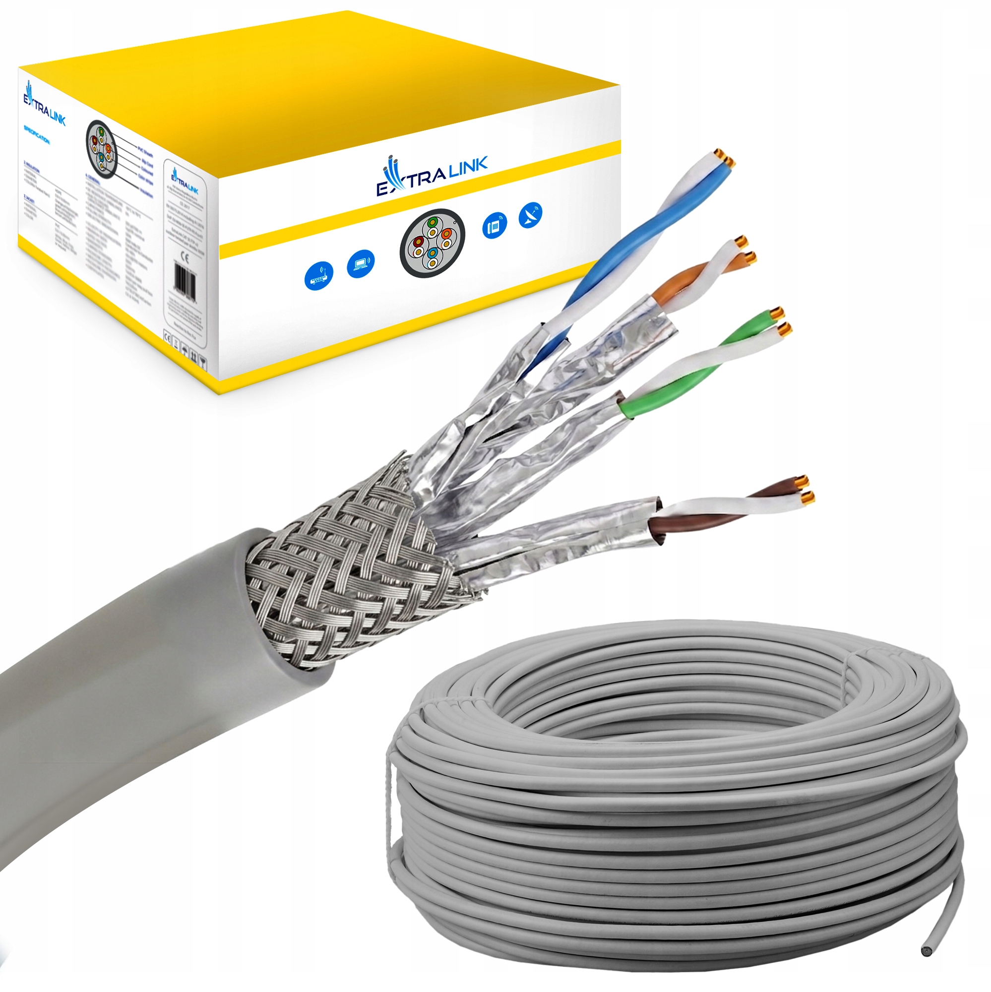 Extralink CAT7 Sftp (s/ Ftp) Wewnętrzny Kabel sieciowy skrętka 25m