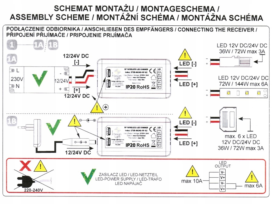 WYŁĄCZNIK WŁĄCZNIK ŚCIEMNIACZ ZDALNY RADIO DO LED Kolor biały