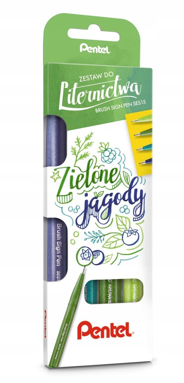 

Zestaw Pisaków Pentel Sign Brush Pen 4kol. Zielone
