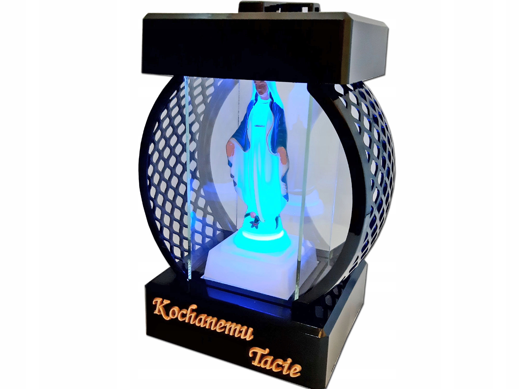 TATA TACIE ZNICZ LAMPION KOŁO RTN GŁADKI CZARNY+FIGURKA LED