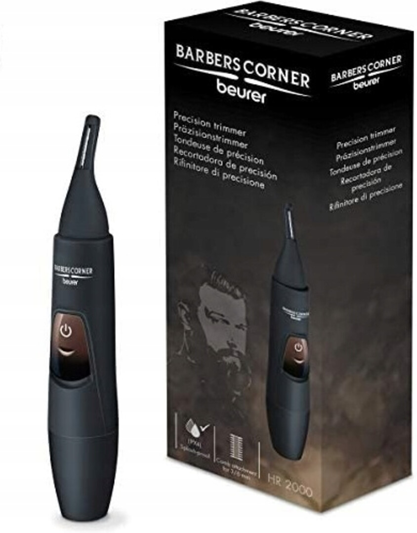 Trymer Beurer Hr 2000 czarny precyzyjny do brwi nosa uszu 2 nasadki