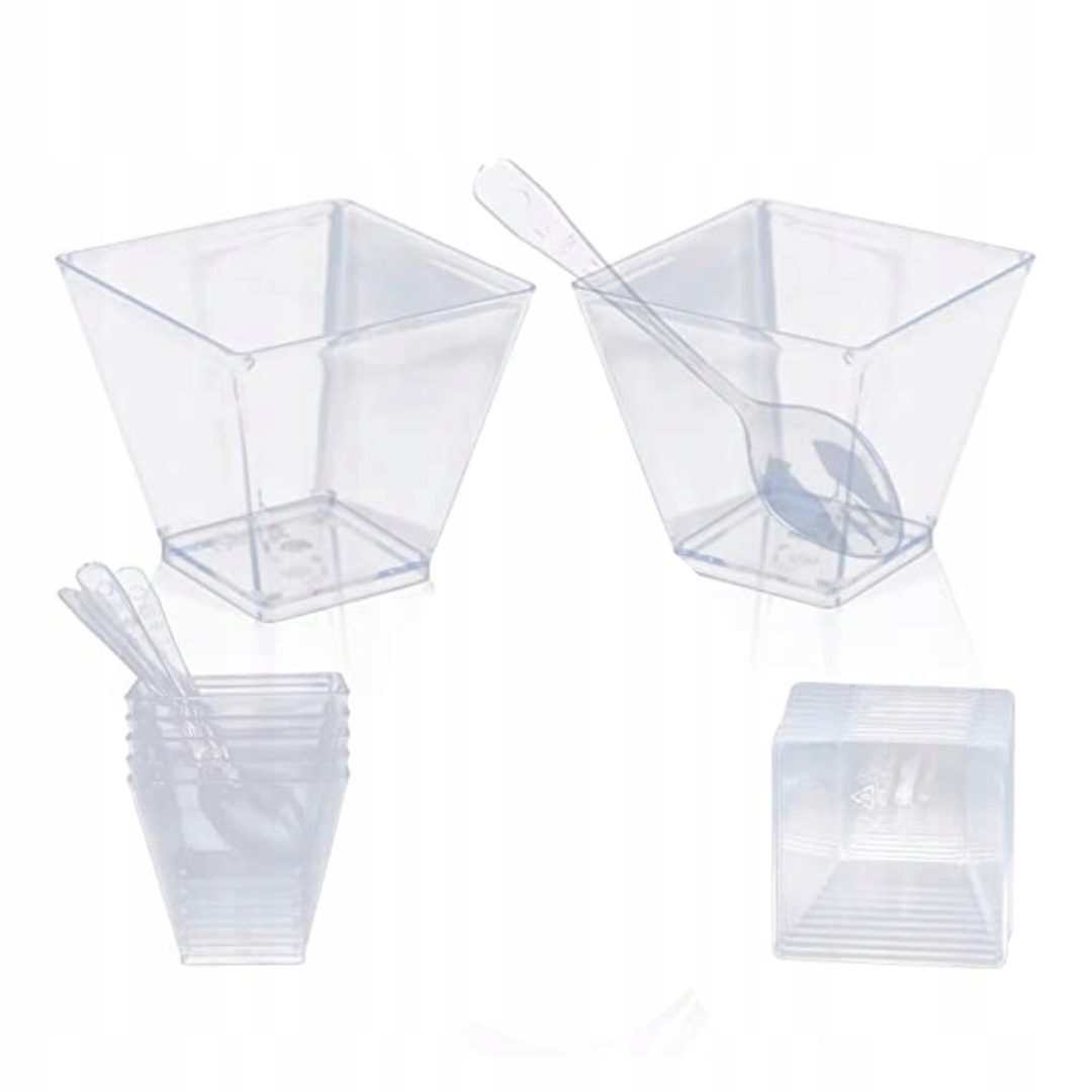 PUCHARKI DO DESERÓW KWADRAT PRZYSTAWKA 120ml 50szt Kolor bezbarwny