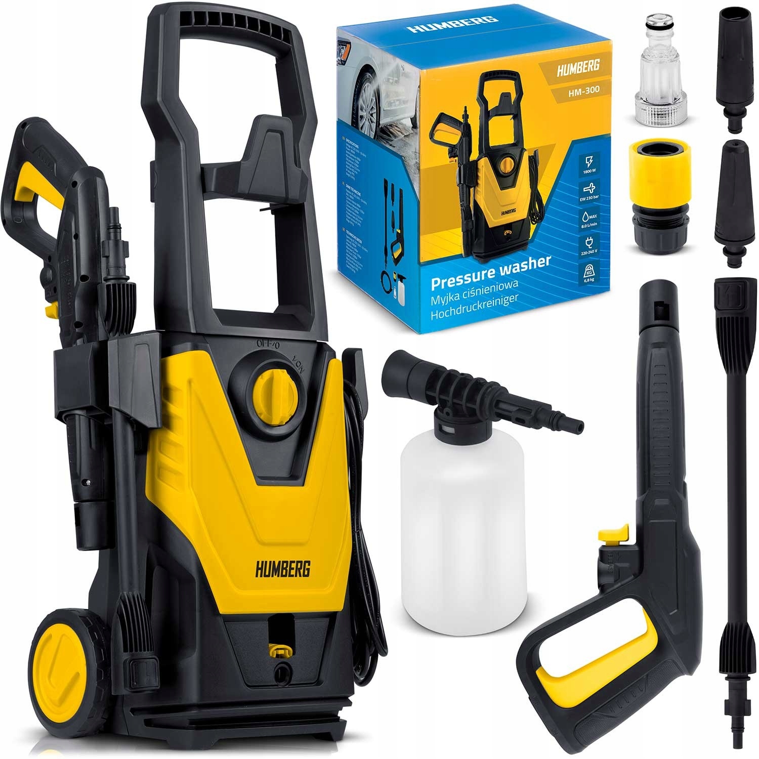 Tlaková Myčka 1800W 230 Bar Sada S Turbodýzou A Hliníkovým Čerpadlem