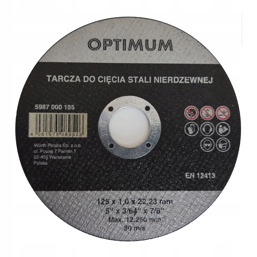

Tarcza Do Cięcia Stali Nierdzewnej Wurth 125x1,0