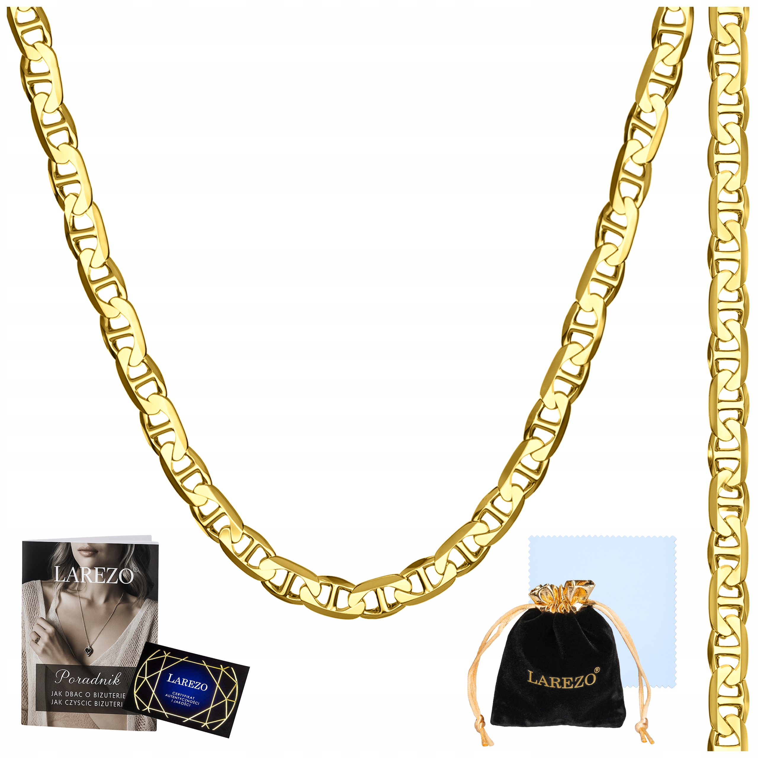 Zlatý Řetízek pro muže Gucci Marina 60 cm Žiletka Plný Silný Řetěz 3,8 mm