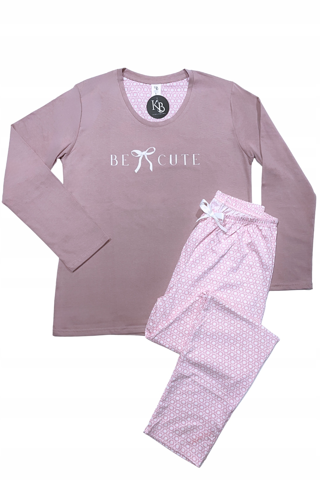 Dámské pyžamo Bavlna Dlouhý rukáv Teplé na zimu Dárek k Vánocům Růže M