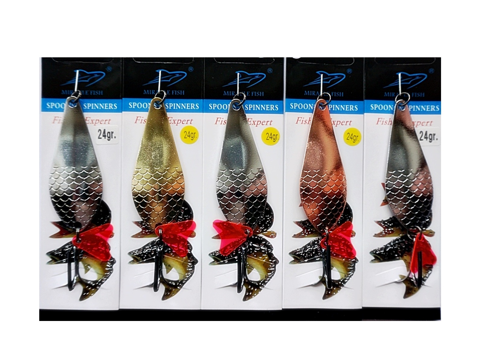 Zestaw Błystek Wahadłowych Miracle Fish 5szt 24g 7cm na Szczupaka Suma