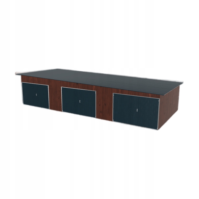 Plechová garáž 11.5 x 5 m s třípolohovým spádem vpravo Tmavý ořech