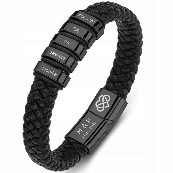 Bransoletka SKÓRZANA IMIONA RODZINY GRAWER Splot Inny splot