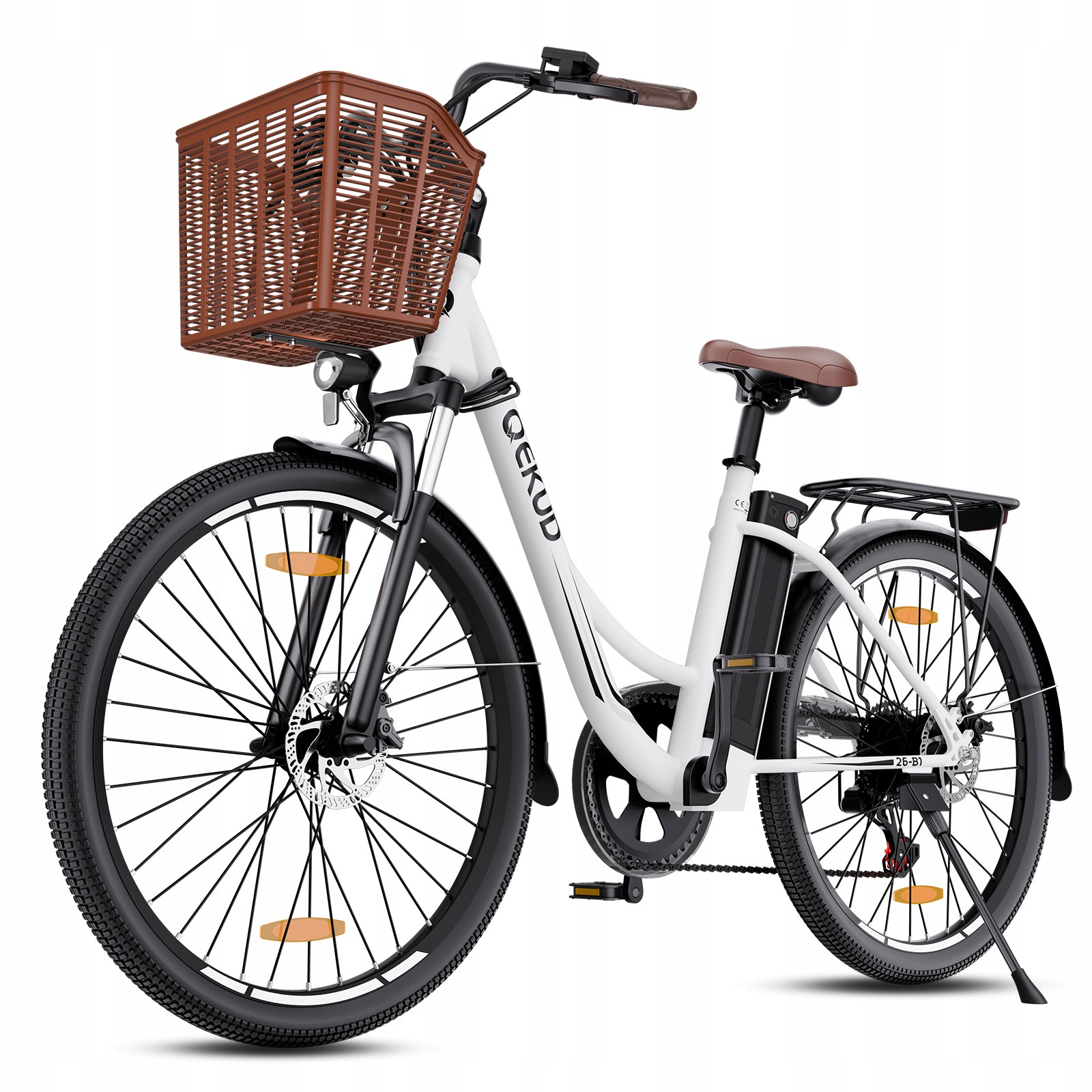 Qekud 26-B1 E-Bike 250W 36V 13.5Ah 26" Koło 7-biegowy hamulec tarczowy, biały