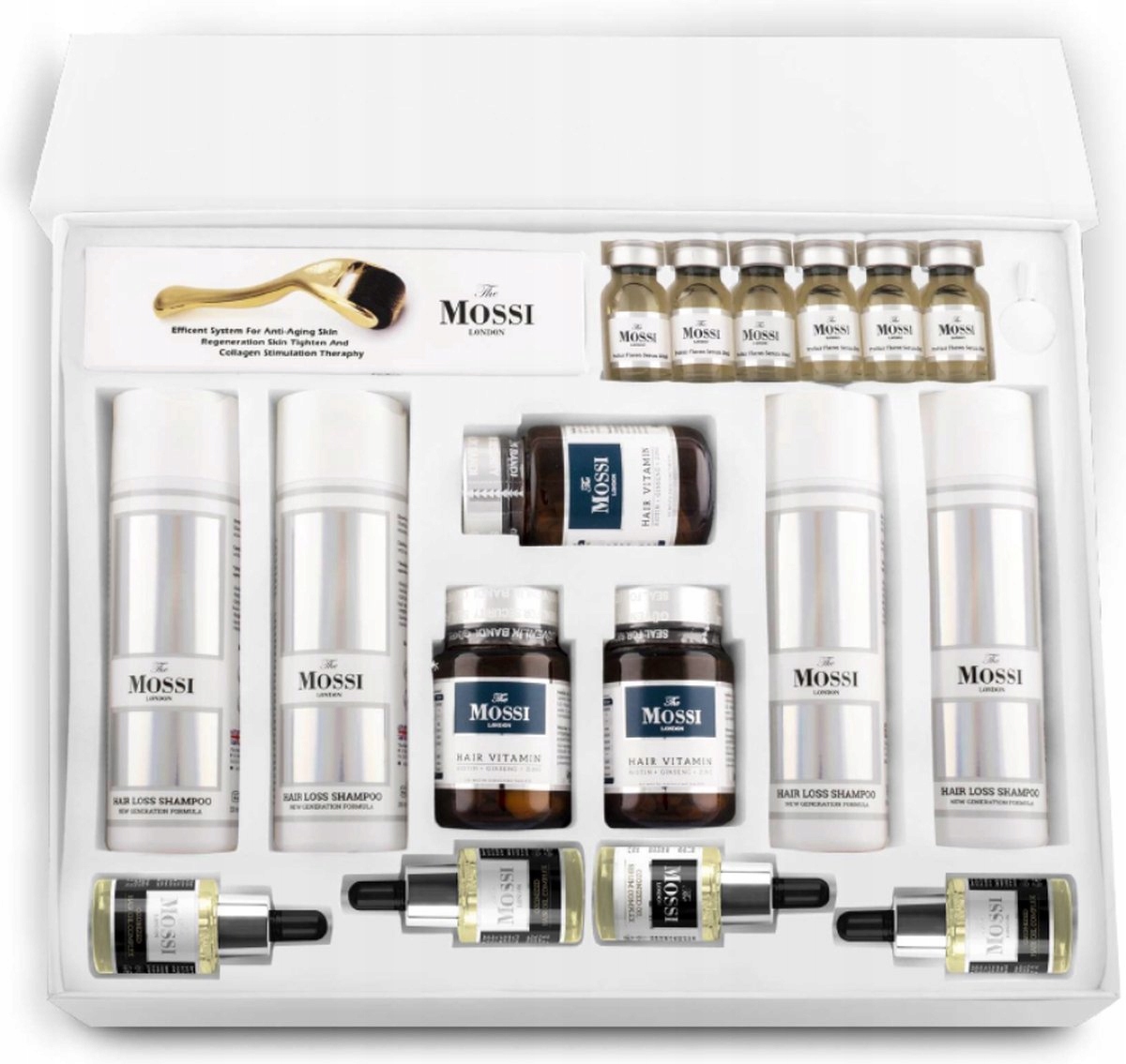 Mossi London Zestaw 6-miesięczna kuracja przeciw wypadaniu włosów Dermaroll