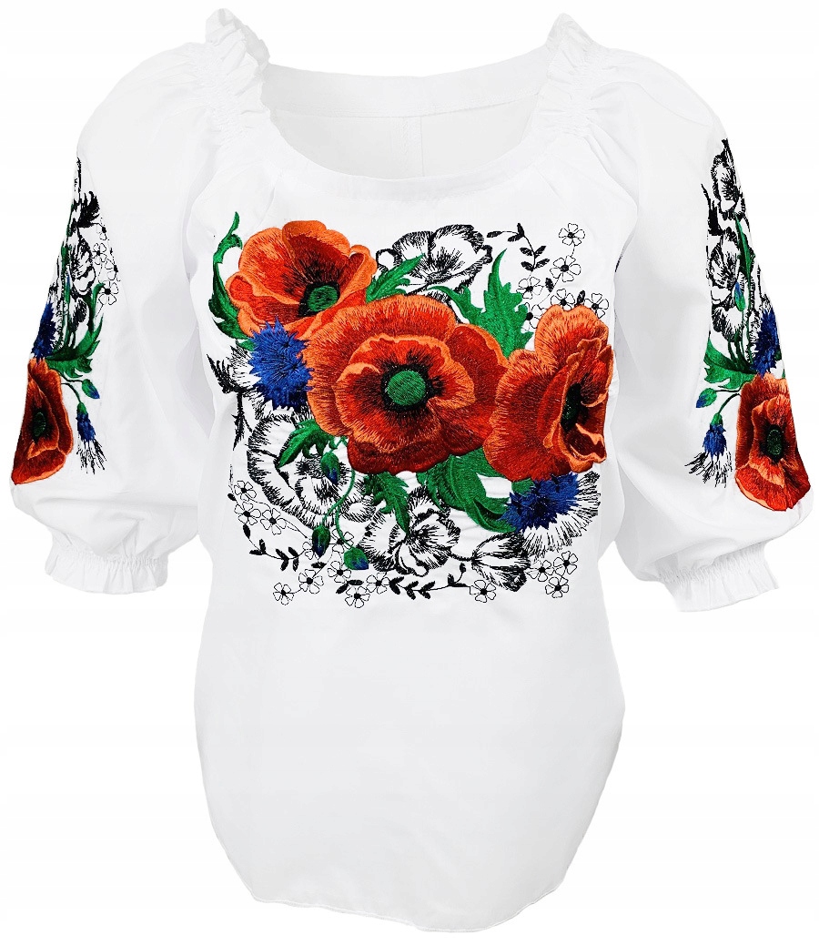 Halenka Hispánka s výšivkou chrpy a květin, folklórní styl *s