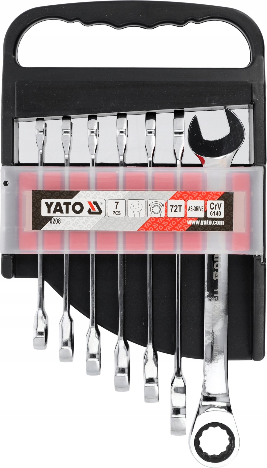 Yato YT-0208 Klucze płasko-oczkowe grzechotka Zestaw kluczy 7szt 10-19 mm