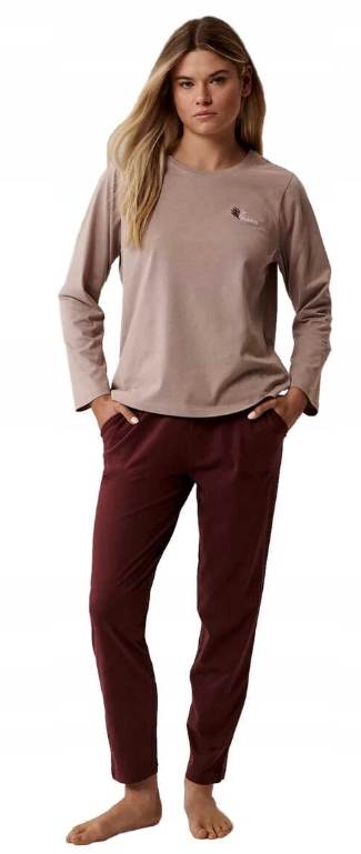 Piżama damska długi rękaw Atlantic NLP-498-BEZ_WIN-L