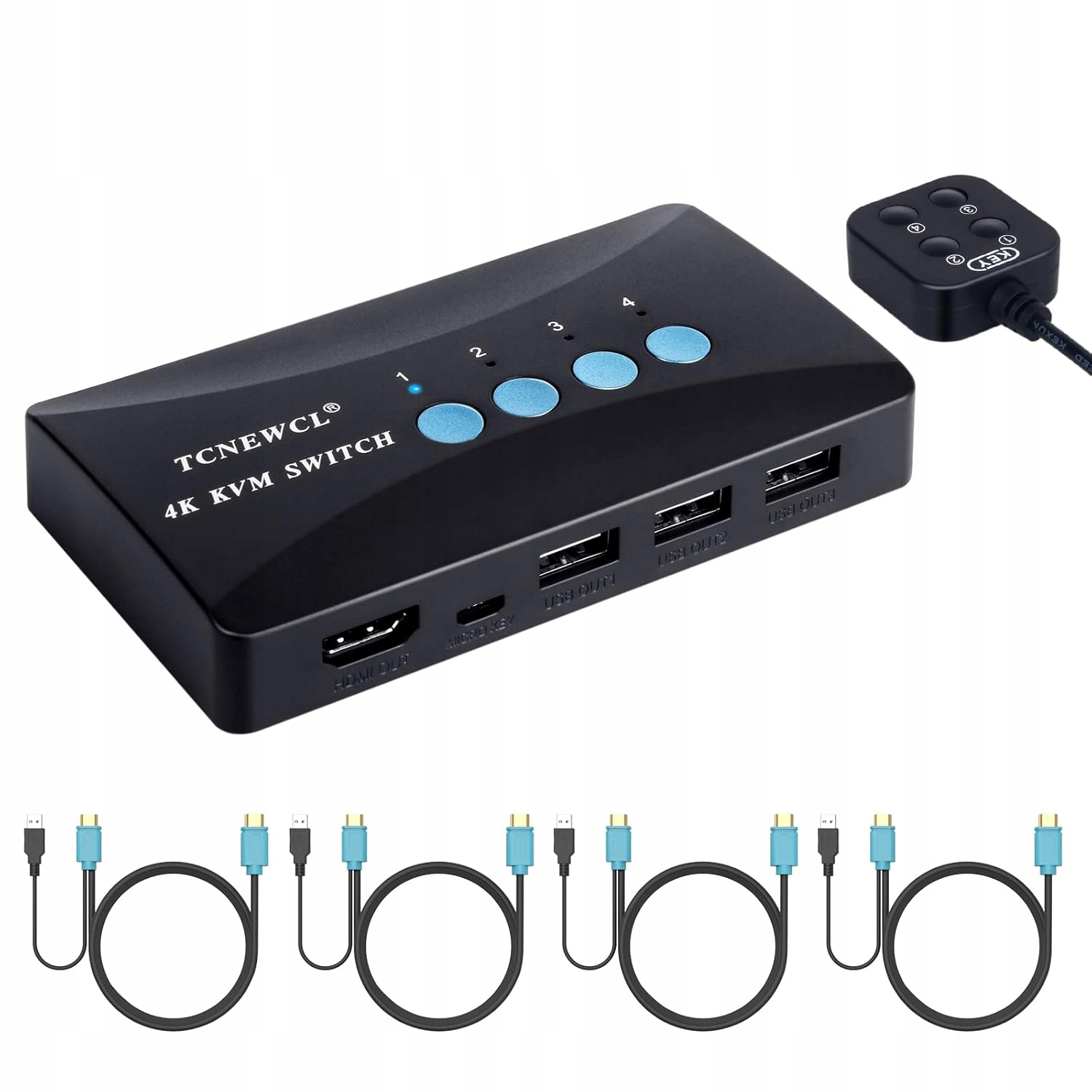 Tcnewcl Prepínač Hdmi Kvm pre 4 Pc Podpora 3840x2160 4Kx2K pri 30 Hz