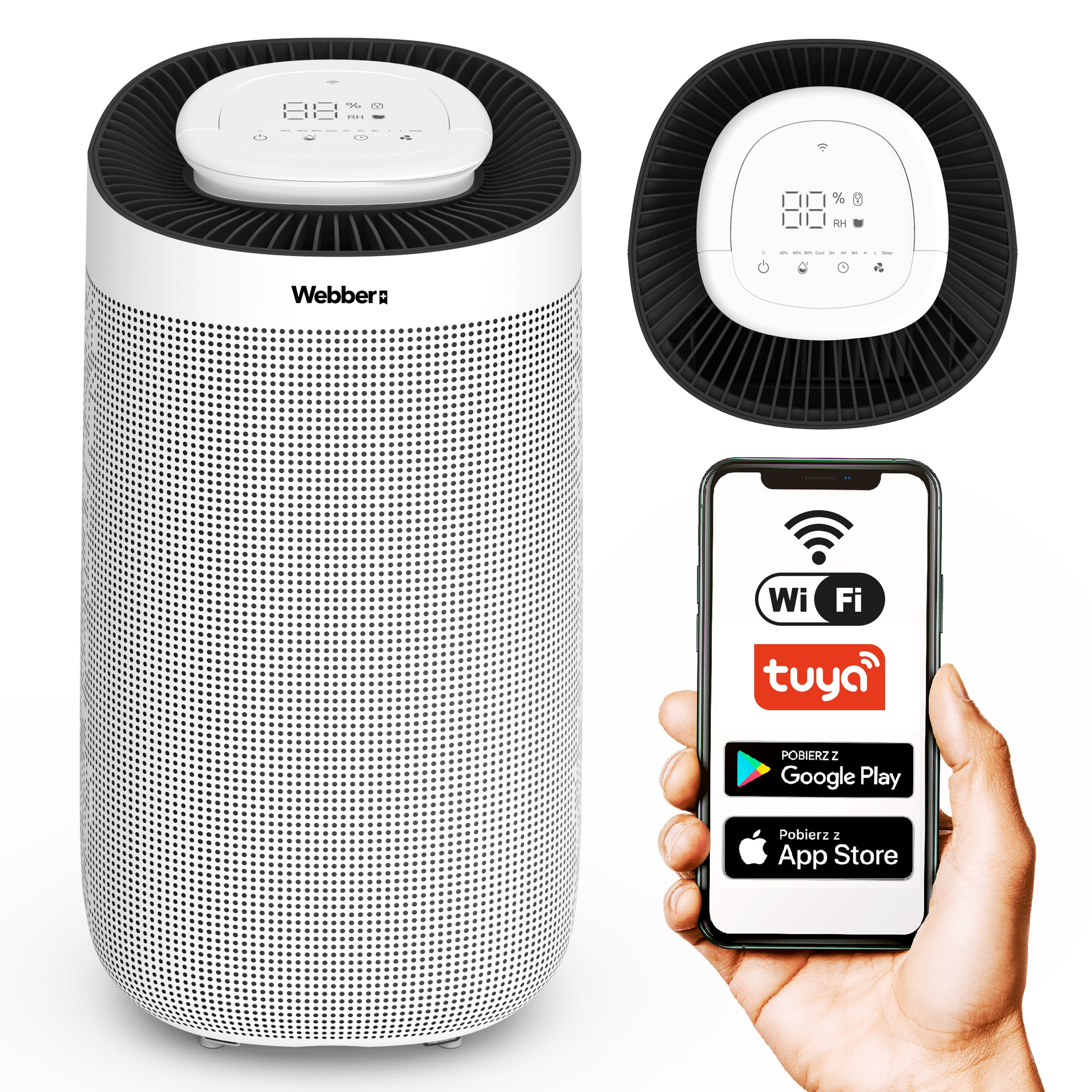 WiFi odvlhčovač vzduchu Timer 12l/24h Webber DEC500 pohlcovač vlhkosti