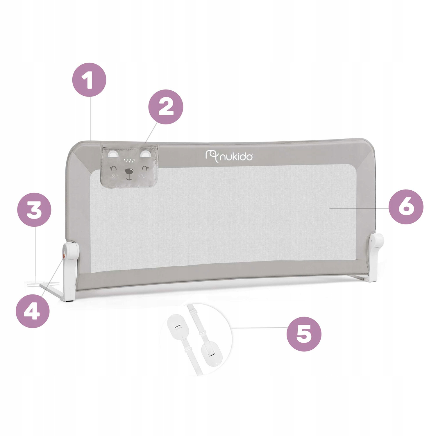 OSŁONA ZABEZPIECZAJĄCA NA ŁÓŻKO NUKIDO SZARA BEZPIECZNA I WYTRZYMAŁA Szerokość produktu 150 cm