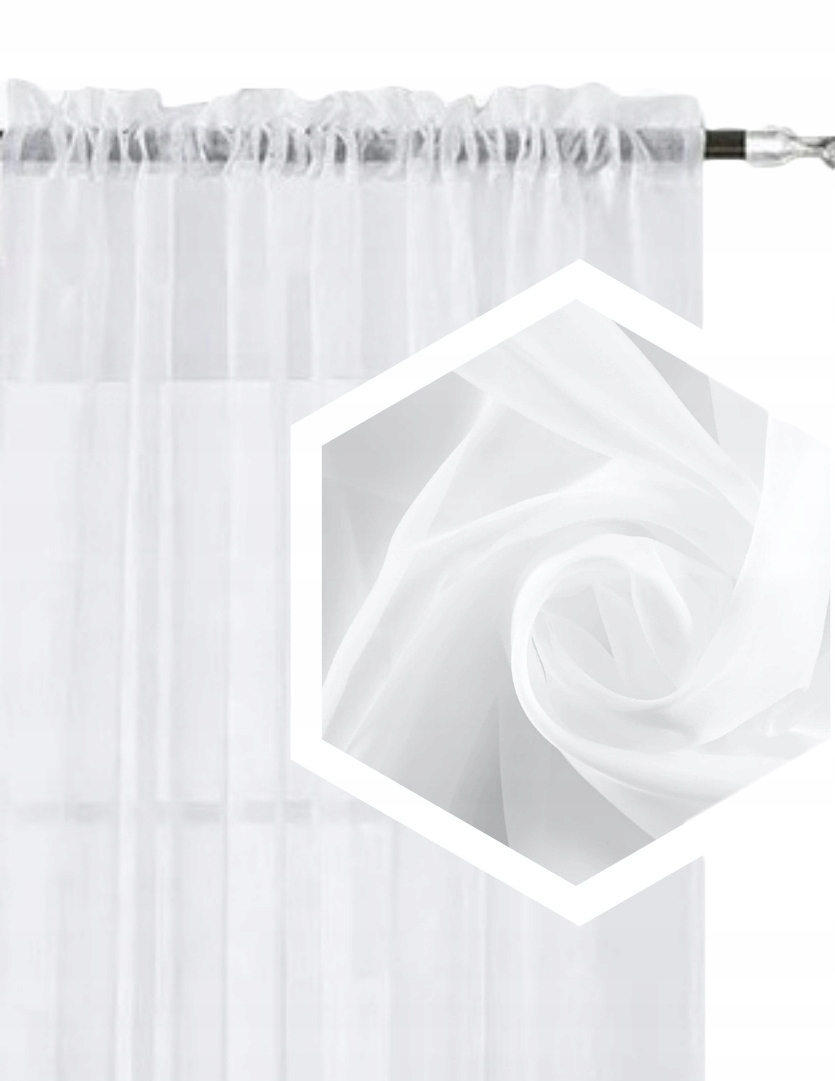 

Firana Gotowa Woal Biała Na Taśmie 200x250 Żabki