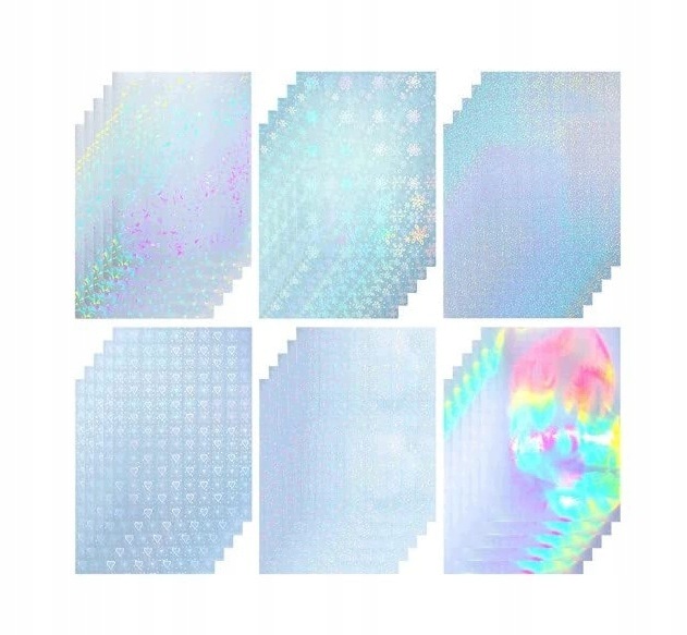 Folia Holograficzna A4 30szt Arkuszy Samoprzylepna Winylowa Ozdobna Diy